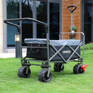 Hand Cart with Telescopic Push Bar - Foldable - Black by AREBOS
