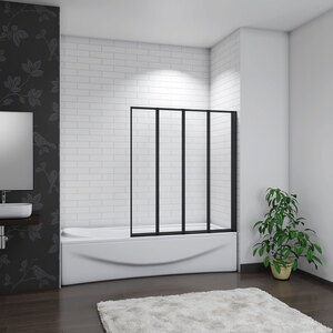 Black Framed Folding Bath Screen by AicaBathroom