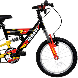 Dallingridge Raven Boys Full Suspension Mountain Bike, 16-inch Wheel - Black, Yellow & Red by Dallingridge