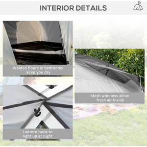 Outsunny Tunnel Tent with 2 Bedroom, Living Area and Vestibule for 4-6 Person by Outsunny