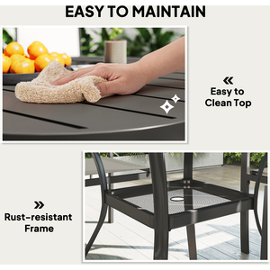 Outsunny 5 Piece Garden Furniture Set with 4 Stackable Chairs - Dark Grey by Outsunny