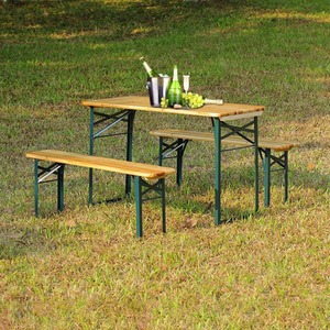 Folding Wooden Picnic Table Set - brown