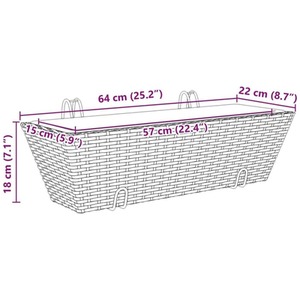 Set of 2 Cream Rattan Balcony Planter - Cream