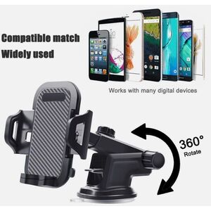 Universal 360 Dash or Windscreen Car Phone Holder - Black