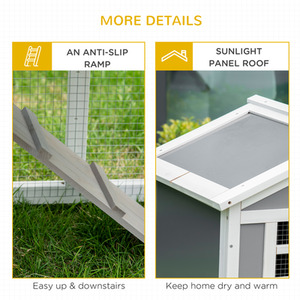 PawHut Small Animal Hutch Pet Cage with Run - Grey by PawHut
