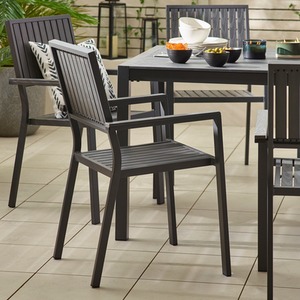 Dubai Outdoor 8 Seater Dining Set - Metal and Polywood, Modern Rustic Design - Grey by Furnitureboxuk