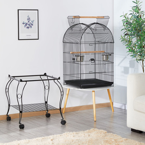 Rolling Parrot Cage with Open Top Detachable Stand - Black by Yaheetech