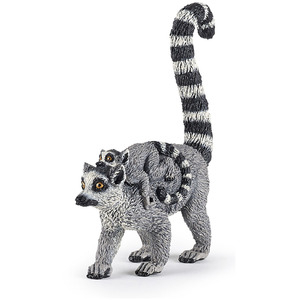 PAPO Wild Animal Kingdom Lemur and Baby Toy Figure - Black by PAPO