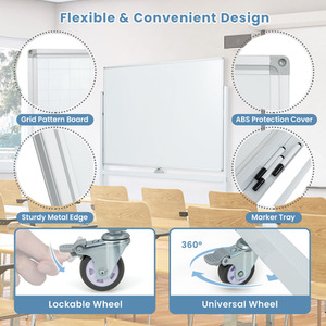 Mobile Whiteboard with Grid Patter Board - White by Costway