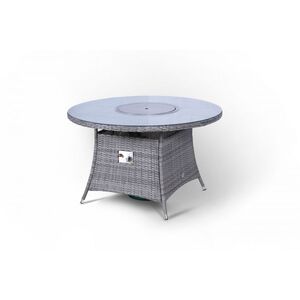 Savannah Fire Pit Round Rattan Patio Dining Set - Grey / 4 by Giardino