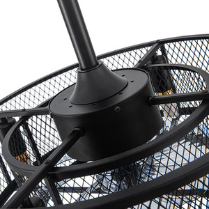 Ceiling Fan Light with Double-Layer Metal Mesh Shade - Black by Livingandhome