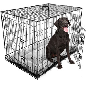 Dog Crate with Bed - Black / XL by DogCratesPlus