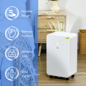 HOMCOM 12L Portable Dehumidifier with Air Cleaning 24H Timer 5 Mode Wheel - White by HOMCOM