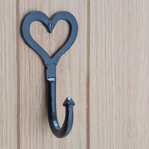 65x130mm Single Heart Hook Black - Black by Hammer and Tongs