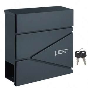 Lockable Post Box Mounted on the Wall - Grey by SONGMICS