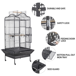 Metal Large Parrot Cage with Open Playtop - Black by Yaheetech