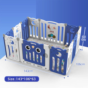 Foldable Baby Playpen Toddler Activity Center - Blue / 143cm / 106cm by Livingandhome