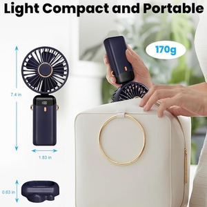 2 In 1 Portable Travel Mini Handheld Table Fan - Navy by Dyzi