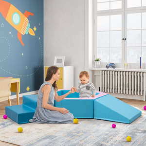 3-Piece Baby Foam Climbing Blocks Set - Blue by Costway