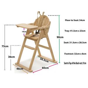 Deluxe Putaway Folding Wooden High Chair - Natural by Safetots