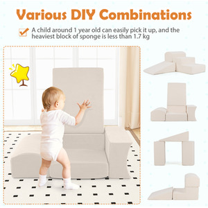 5-Piece Climb and Crawl Playset - White by Costway