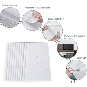 10PCS Self Adhesive Wallpaper Marble Grain Wall Sticker - White by Livingandhome