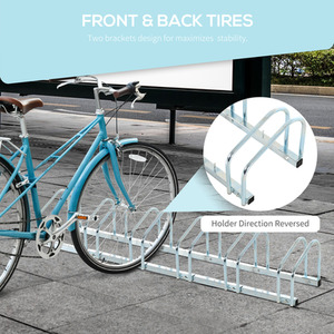 HOMCOM Bike Stand Parking Rack 2022 - Silver / 179L x 33W x 27H cm by HOMCOM