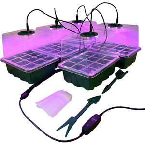 Plant Propagator Seed Tray Set with Full Spectrum USB Grow Lights - Green by Selections