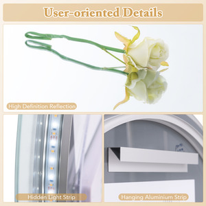 Half Circle LED Bathroom Mirror - Silver by Costway