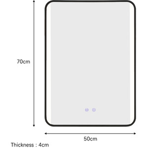 Illuminated LED Front-lit Bathroom Mirror Rounded Rectangle - Black by Livingandhome