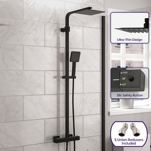 Nes Home Square Exposed Thermostatic Easy Fitting Mixer Shower Set by Nes Home