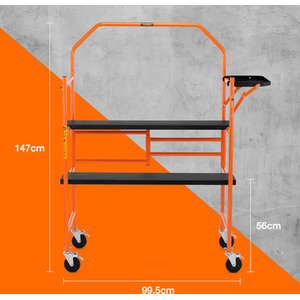 Mobile Work Platform with Wheels - Orange by VonHaus