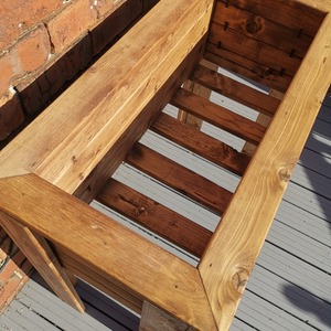 Hand Made Rustic Wooden Large Raised Trough-Planter - Brown by Samuel Alexander
