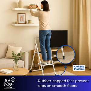 Folding Lightweight Step Ladder - White / 80cm by iTrend