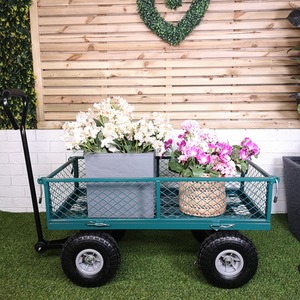 Heavy Duty Metal Garden Festival Cart Truck Trolley - Green by Samuel Alexander