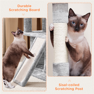 Yaheetech 91cm Cat Tree with Double Condos - Light Grey by Yaheetech