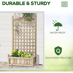 Outsunny Raised Garden Bed with Trellis Planter Box - Natural by Outsunny