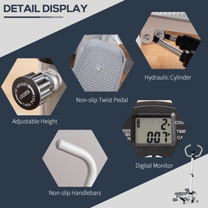 HOMCOM Adjustable Twist Stepper Aerobic Machine - Grey by HOMCOM