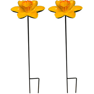 Cast Iron Daffodil Bird Feeder Flower Dish - Yellow / 2 by Selections