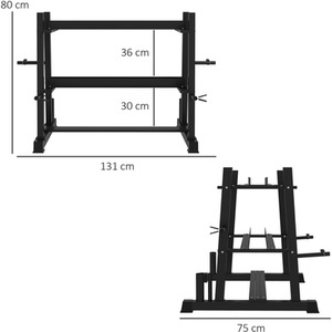 SPORTNOW 3-Tier Versatile Weight Rack with 4 Weight Rods - Black by SPORTNOW