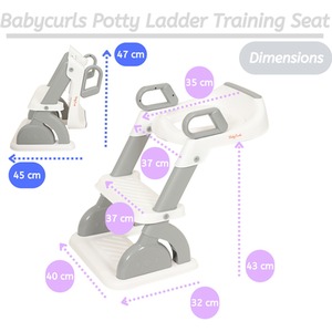 Potty Ladder Toilet Training Seat with Steps and Handles - White by Babycurls