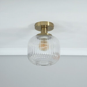 Calpe Clear Glass Shade Flush Gold Stem Ceiling Light - Gold by ValueLights