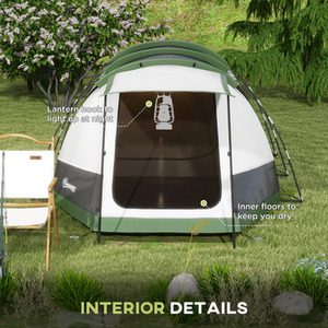 Outsunny 3-4 Man Camping Tent with Bedroom, Living Room and Porch by Outsunny