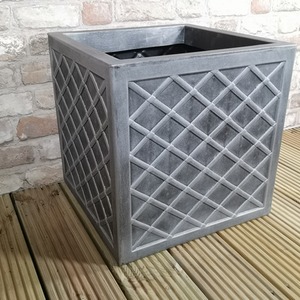 Large Lazio Square Pewter Garden Planter - Grey by Samuel Alexander
