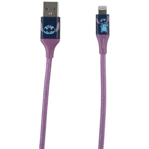Stitch 6ft USB A To Type-C Braided Charging Cable Blue Face - Lilac by QUEST