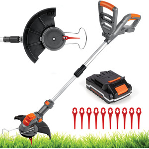 Rechargeable Cordless Grass Strimmer 20V 1hr Charge - Grey by Terratek