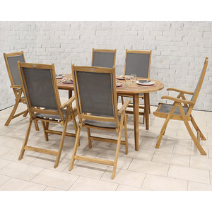 Ellipse Table with 6 x Henley Textylene Recliner Armchairs - Brown by Royalcraft