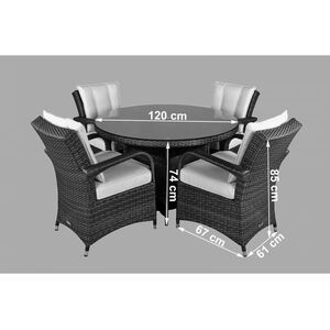 Arizona Round Rattan Patio Dining Set - Grey / 9 by Giardino