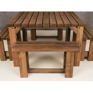 Quadrum Picnic Table With 4 Benches - Rustic brown by Quadrum