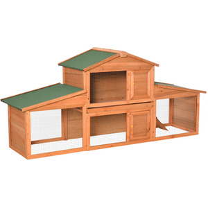 PawHut Deluxe Fir Wood Pet Hutch - Yellow by PawHut